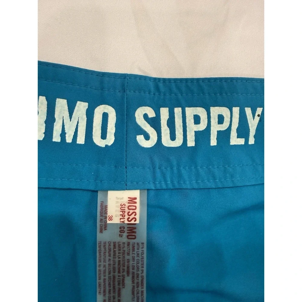 Mossimo Supply Co Men Board Short 38 Blue Drawstring Mid Rise Lightweight Beach